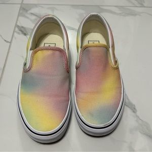 Multicolor pastels slip on vans women’s size 7